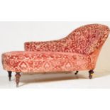 VICTORIAN MAHOGANY PINK VELOUR CHAISE LONGUE DAY BED