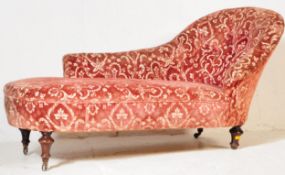 VICTORIAN MAHOGANY PINK VELOUR CHAISE LONGUE DAY BED