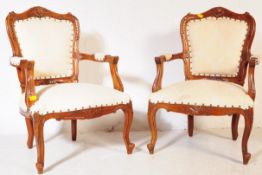 PAIR OF MAHOGANY FRENCH FAUTEUILS ARMCHAIRS