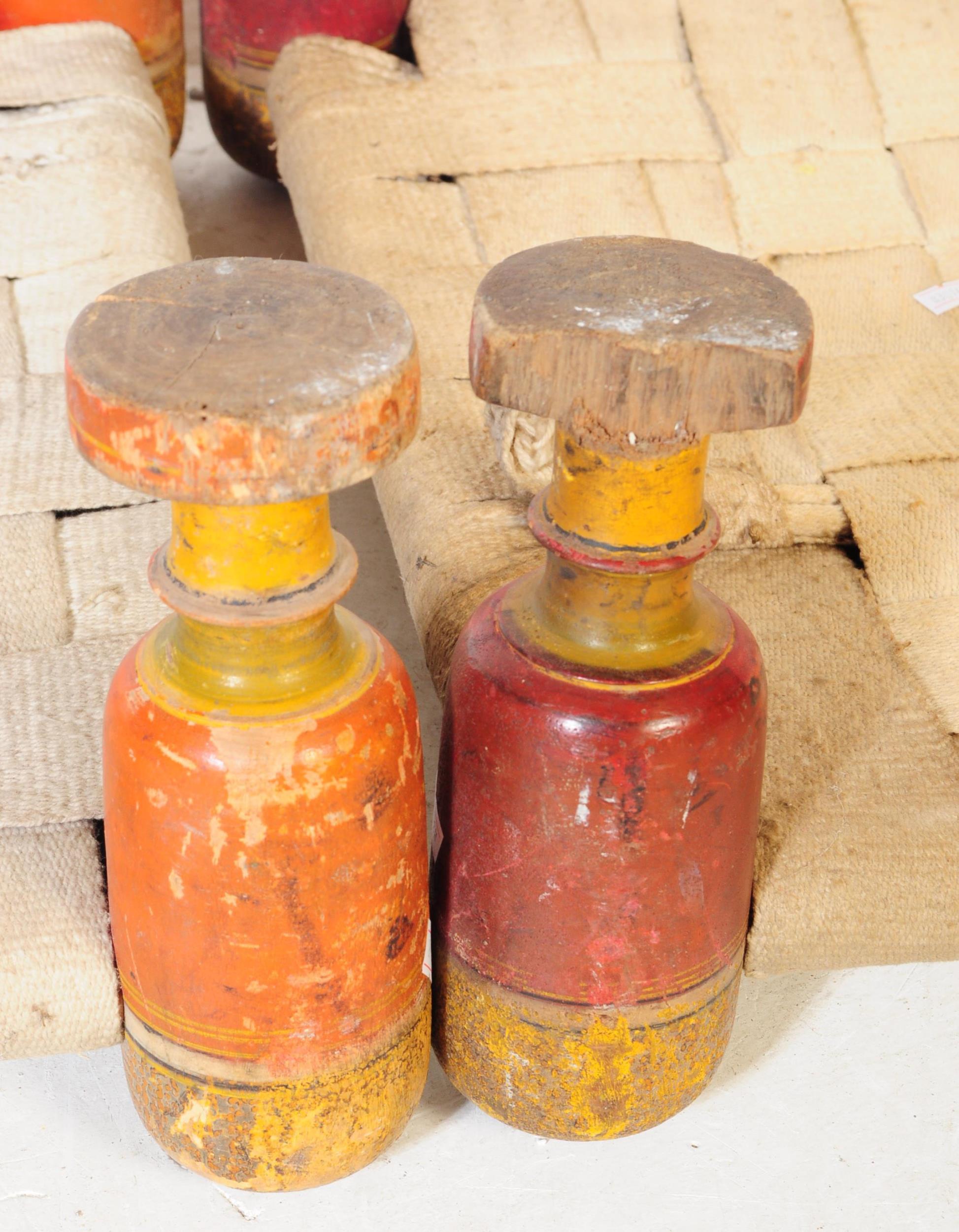 PAIR OF 20TH CENTURY INDIAN LOW STRAPWORK STOOLS - Image 5 of 8