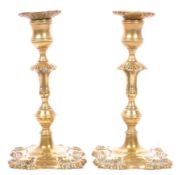 PAIR OF EARLY 20TH CENTURY BRASS CANDLE STICK HOLDERS