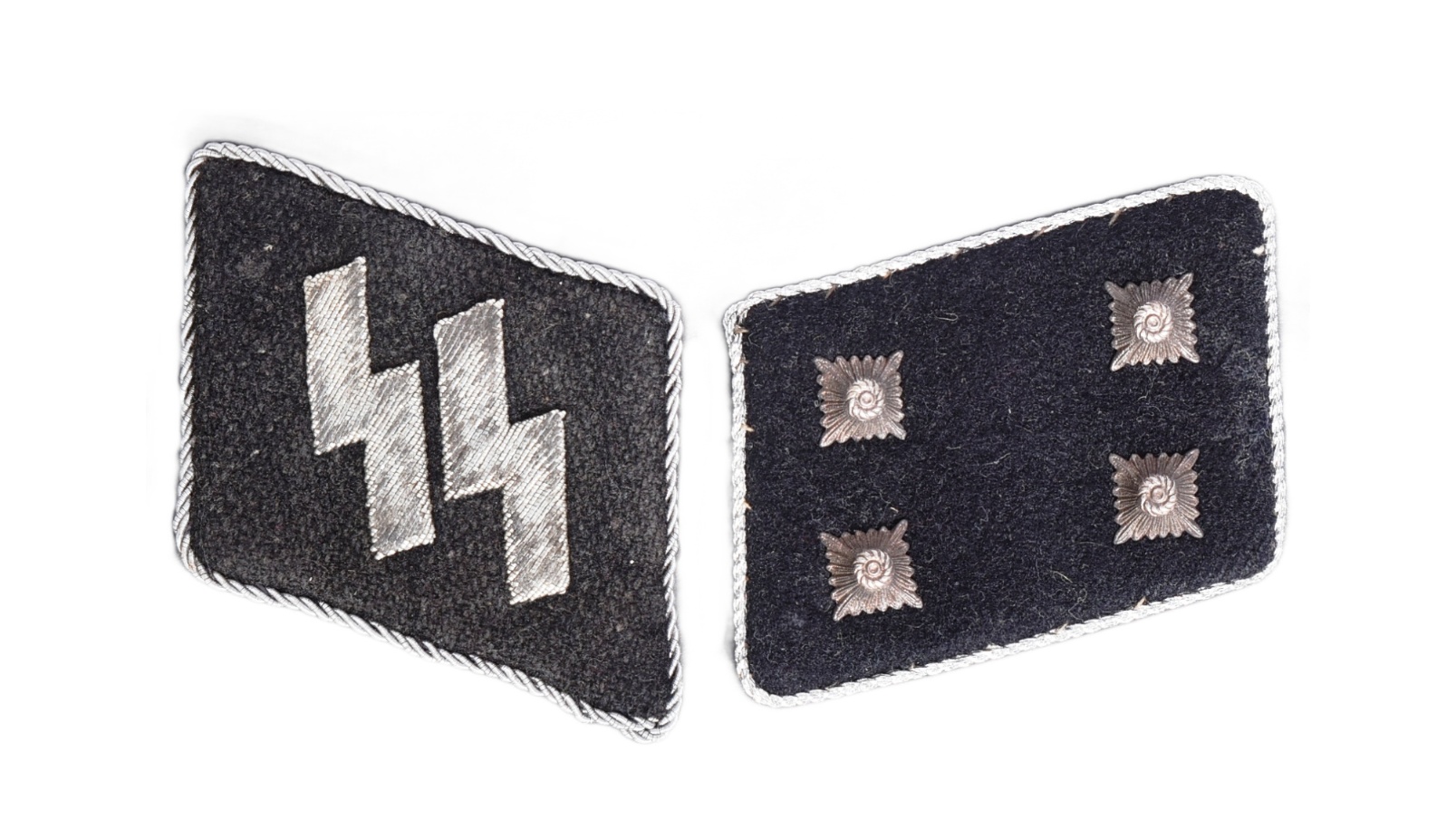 SECOND WORLD WAR GERMAN SS OFFICERS COLLAR RANK BADGES