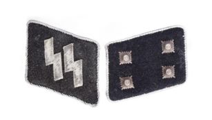 SECOND WORLD WAR GERMAN SS OFFICERS COLLAR RANK BADGES