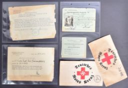WWII SECOND WORLD WAR GERMAN RED ROSS ARMBAND & DOCUMENTS