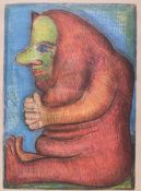 WITHDRAWN - HERMAN STILLING - DANISH COLOUR PRINT OF HUNCHED FIGURE