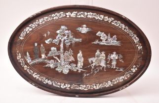 EARLY 20TH CENTURY MOTHER OF PEARL INLAID SERVING TRAY
