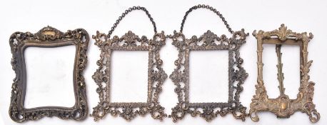 COLLECTION OF FOUR CONTINENTAL BRASS PHOTOGRAPH FRAMES