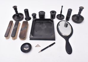 VICTORIAN SILVER & EBONY VANITY SET