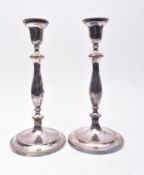 PAIR EARLY 20TH CENTURY SILVER PLATED CANDLESTICK HOLDERS