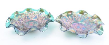 PAIR OF 20TH CENTURY FRILLED CARNIVAL LUSTRE GLASS BOWLS