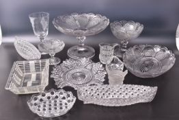 COLLECTION OF VICTORIAN CUT GLASS CENTREPIECES & PLATTERS