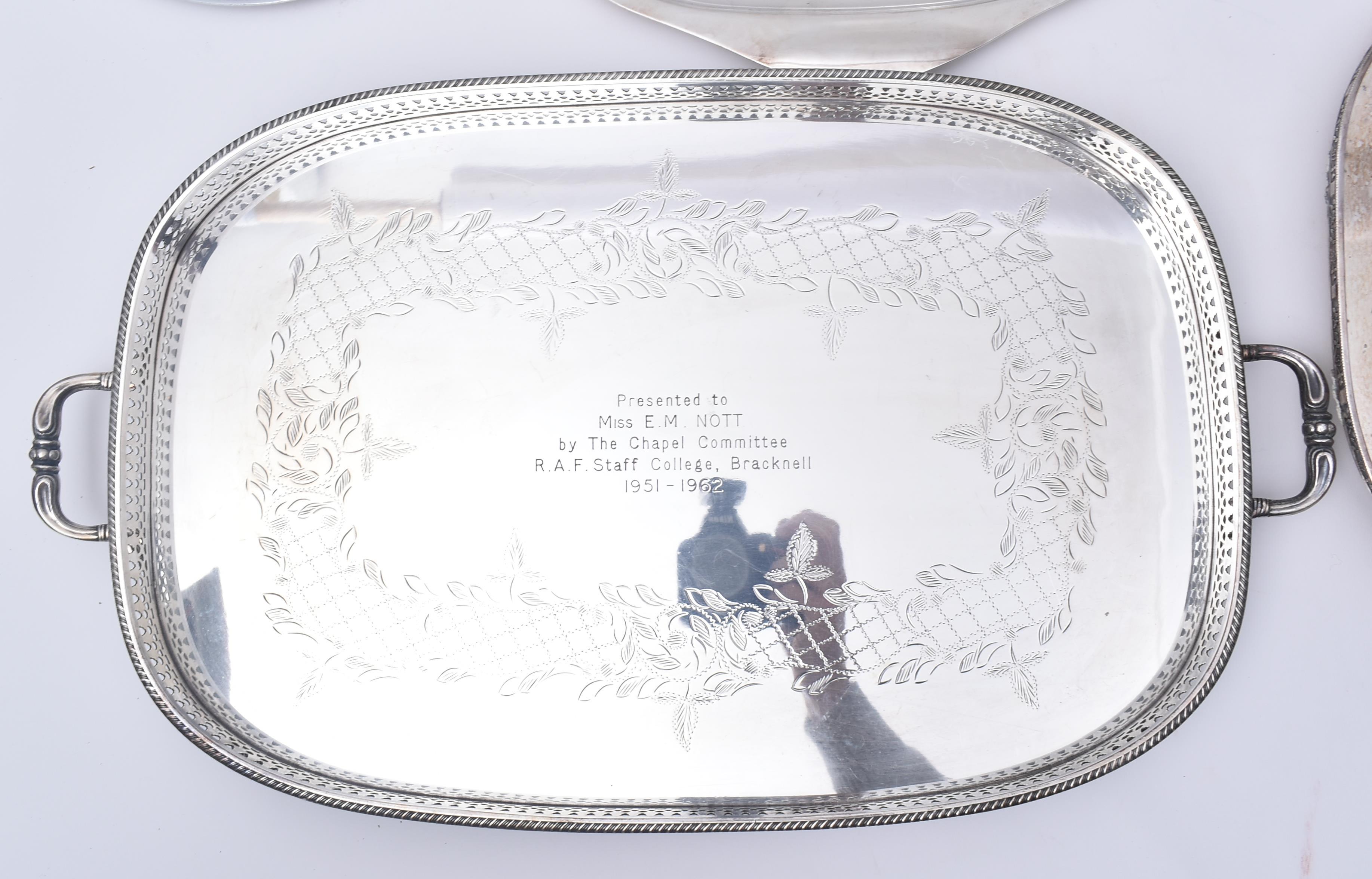 COLLECTION OF SIX EARLY-MID 20TH CENTURY SILVER PLATED TRAYS - Image 6 of 13