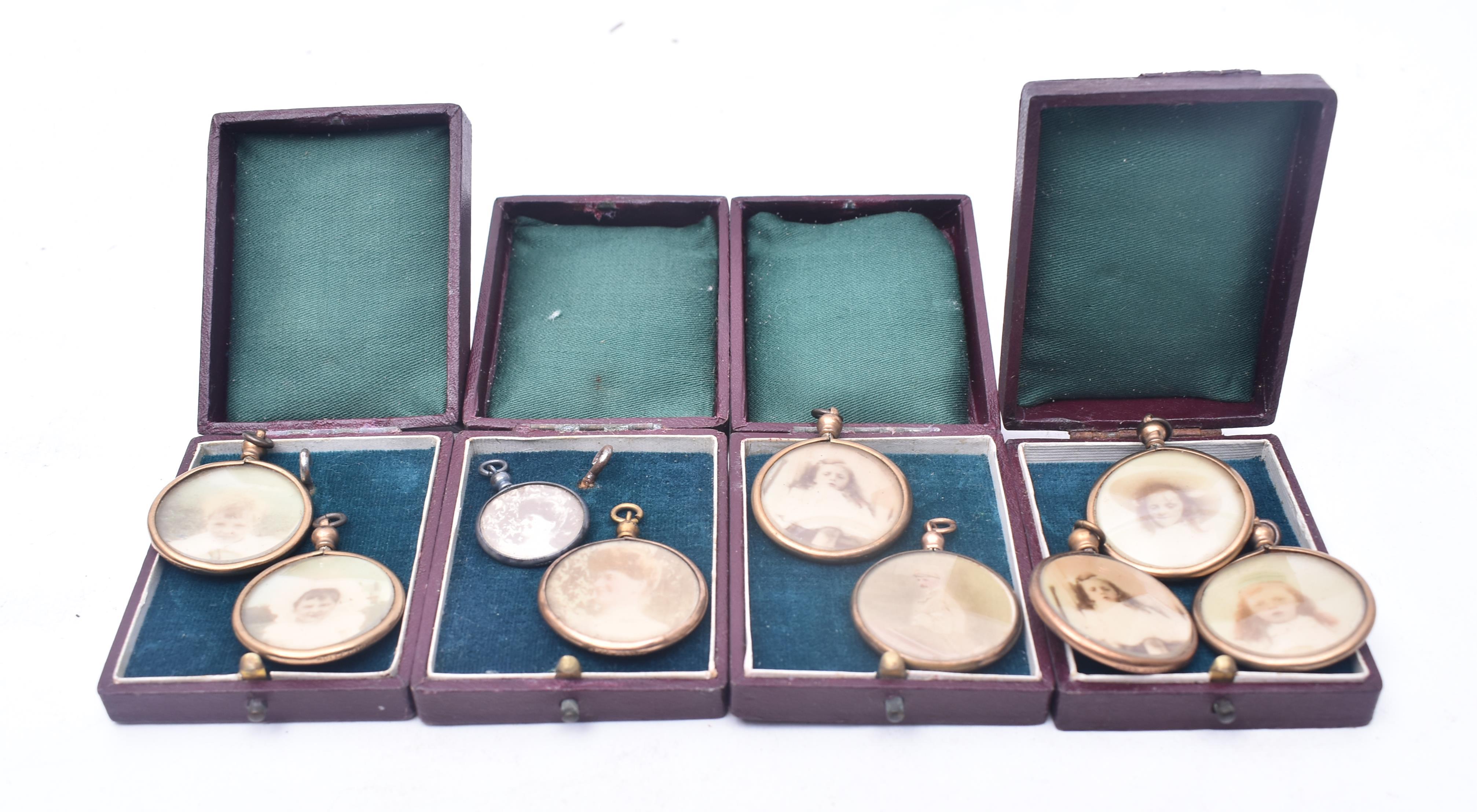 NINE LATE VICTORIAN ROLLED GOLD FRAME PORTRAIT MINIATURES