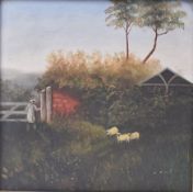 AFTER A. SPECK - OIL ON BOARD PAINTING OF FARM SCENE
