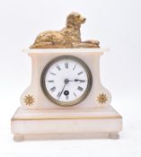 19TH CENTURY ALABASTER CLOCK WITH GILT GOLDEN RETRIEVER