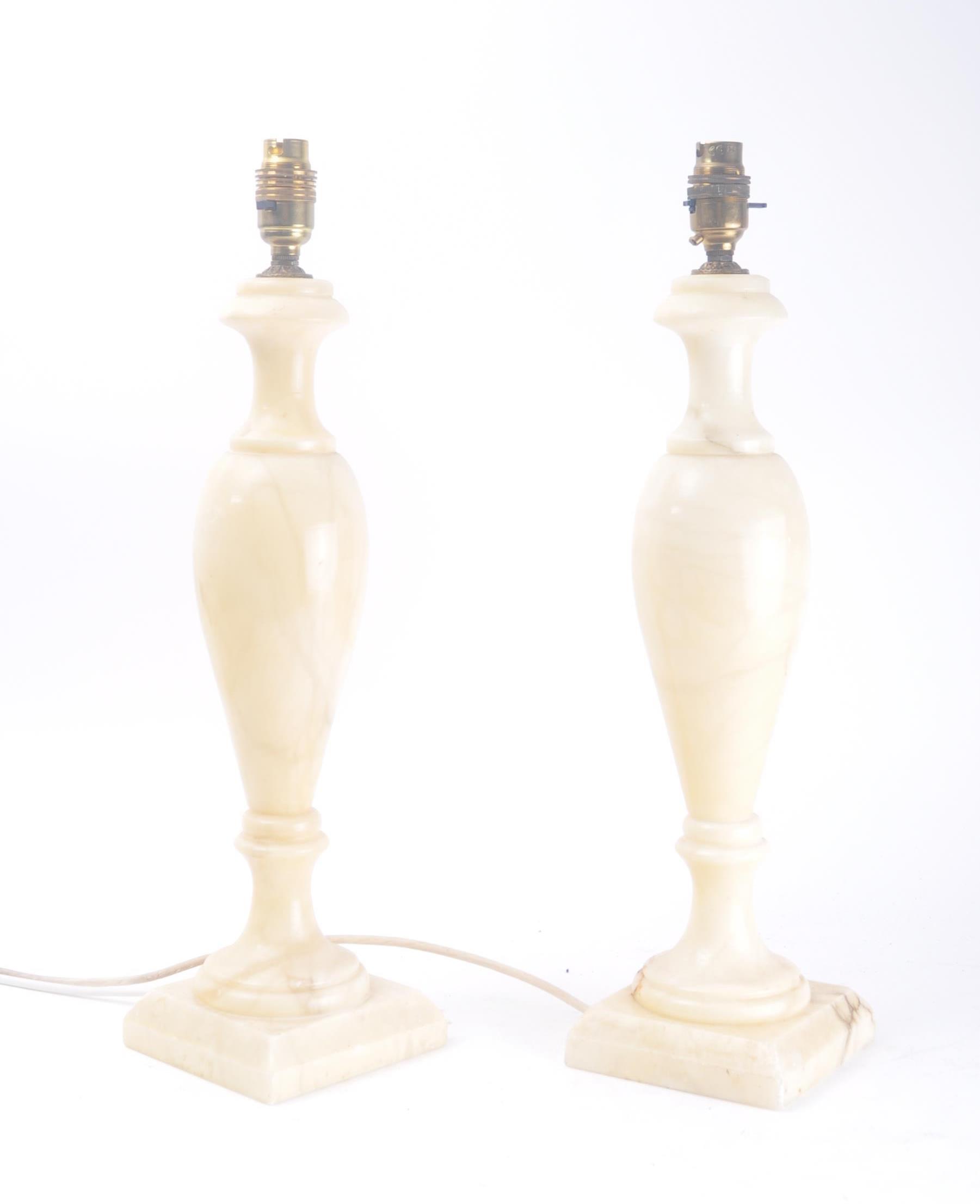 PAIR MID 20TH CENTURY ALABASTER TABLE LAMPS - Image 2 of 5