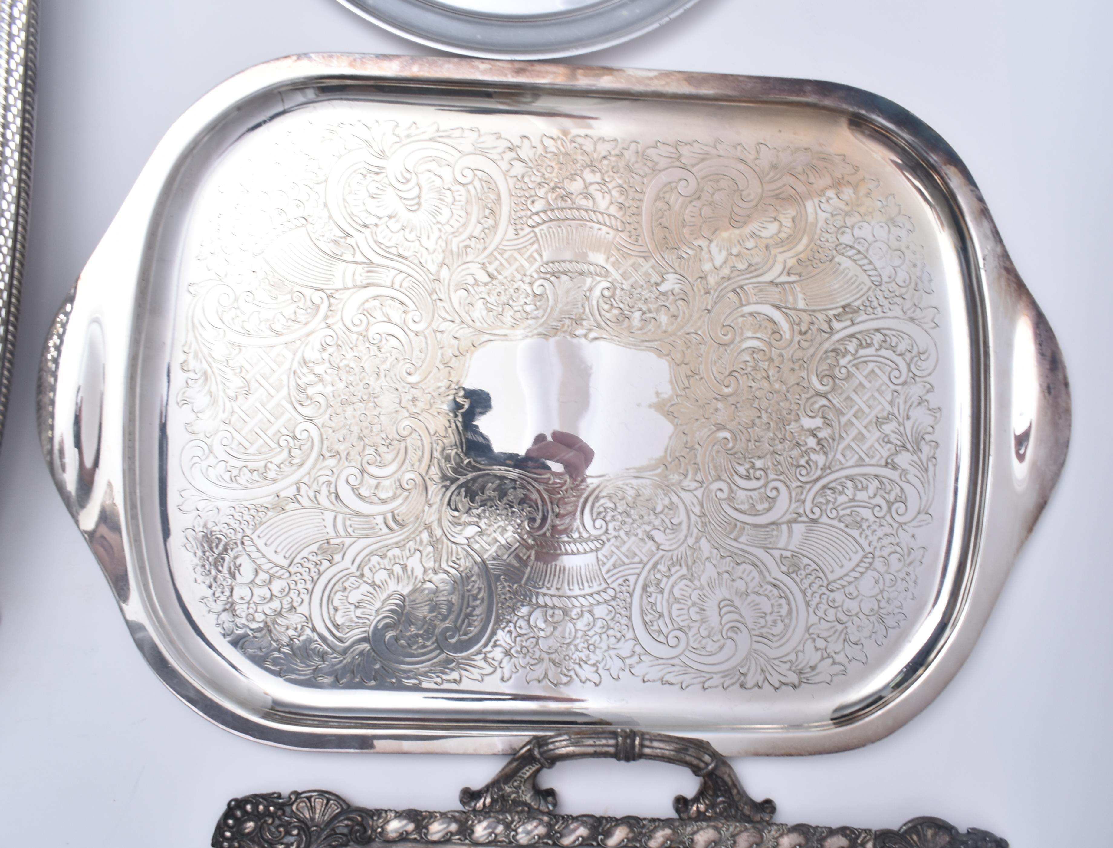 COLLECTION OF SIX EARLY-MID 20TH CENTURY SILVER PLATED TRAYS - Image 5 of 13