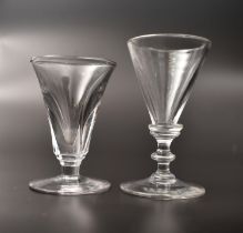 TWO EARLY VICTORIAN 19TH CENTURY TOASTING CORDIAL GLASSES