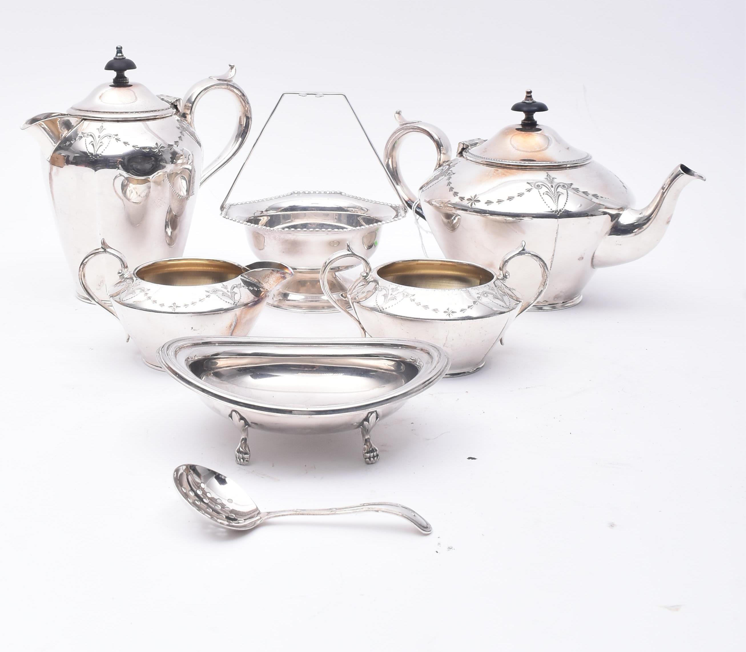 EARLY 20TH CENTURY SILVER PLATED TEA SERVICE WITH TEAPOT