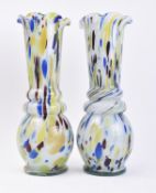 PAIR OF LARGE MURANO STYLE MID 20TH CENTURY RETRO VASES