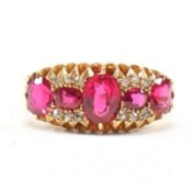 ANTIQUE HALLMARKED 18CT GOLD RUBY & DIAMOND CLUSTER RING
