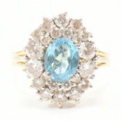 18CT GOLD TOPAZ & DIAMOND CLUSTER RING