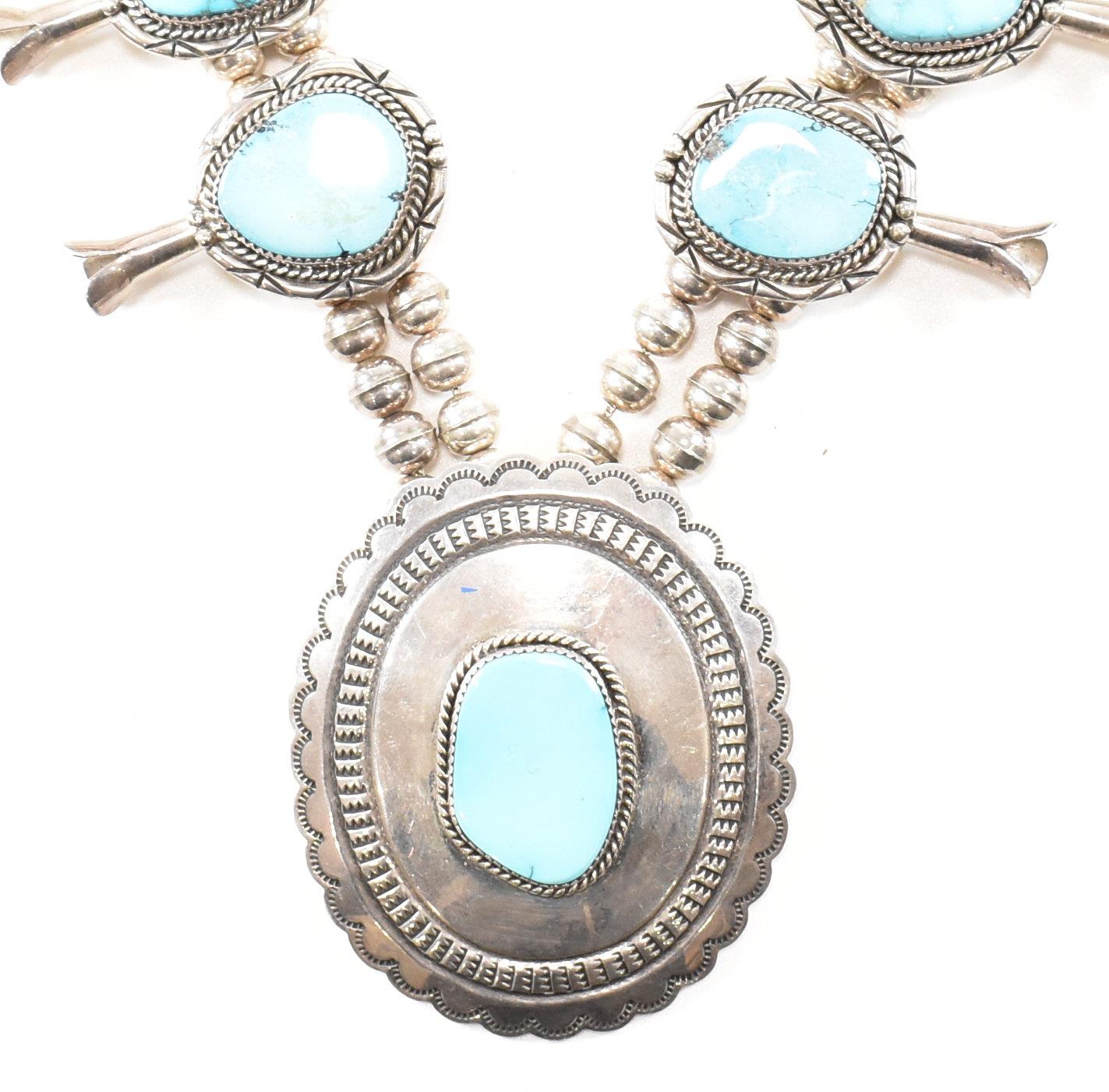 VINTAGE NAVAJO NATIVE FRED GUERRO STERLING SILVER & TURQUOISE DEMI PARURE - Image 4 of 11