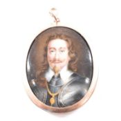 ROSE GOLD LOCKET WITH MINIATURE OF CHARLES I