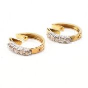 PAIR OF 18CT GOLD & DIAMOND HOOP EARRINGS