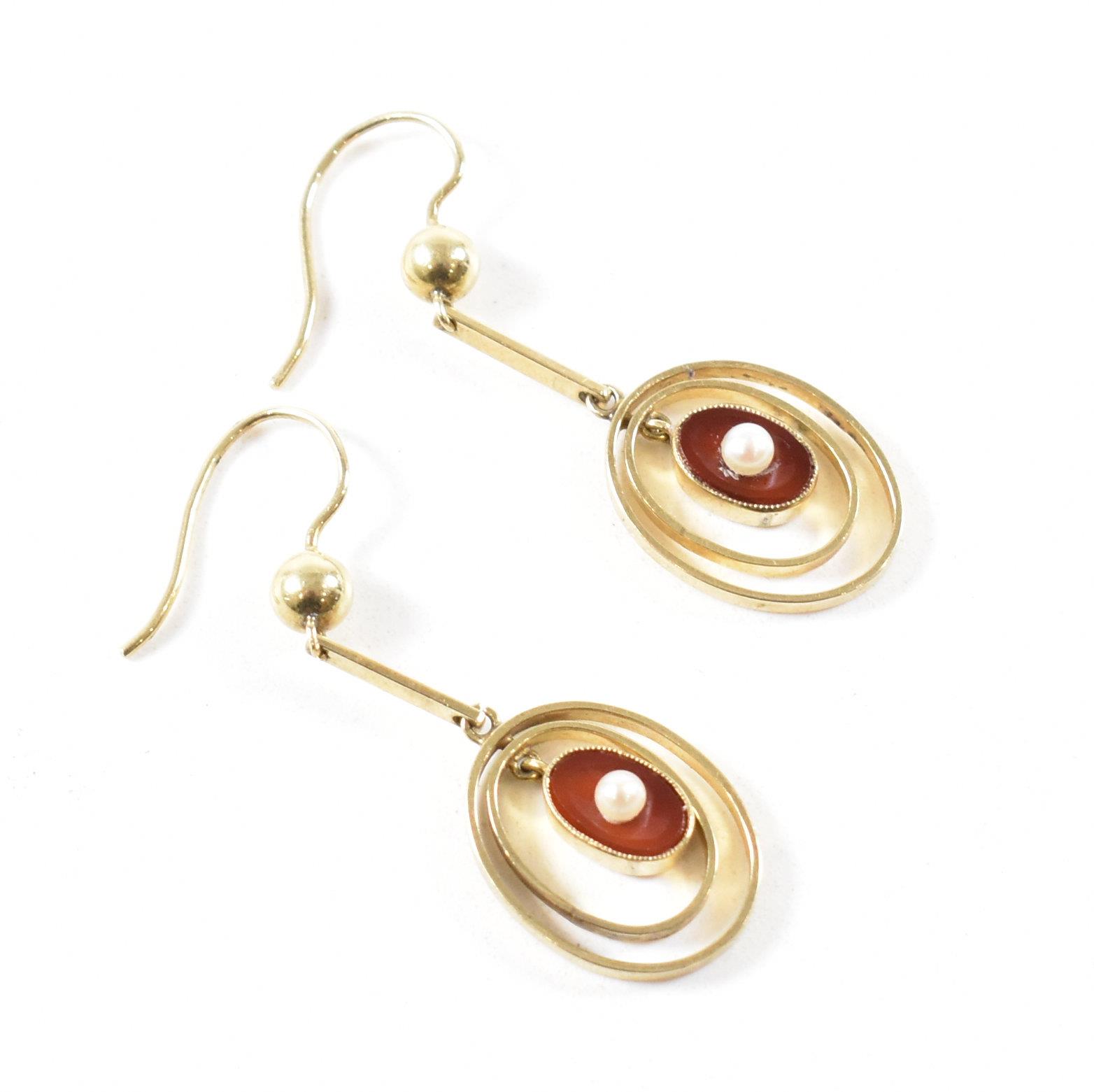 EDWARDIAN CARNELIAN & PEARL DROP EARRINGS - Image 3 of 6