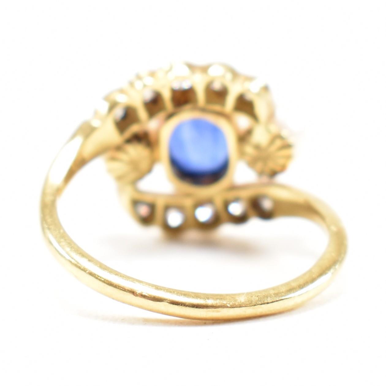 SAPPHIRE DIAMOND & PEARL CLUSTER CROSSOVER RING - Image 4 of 6
