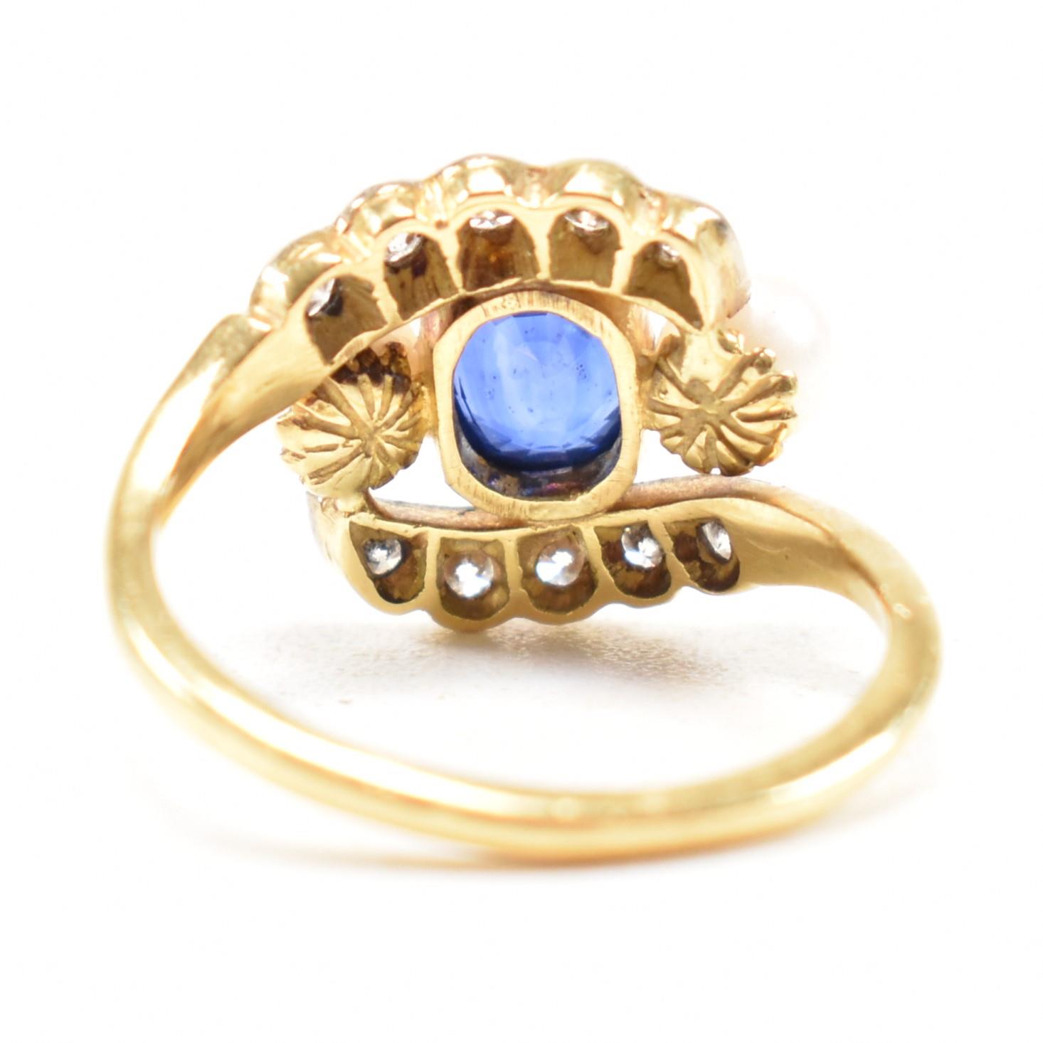 SAPPHIRE DIAMOND & PEARL CLUSTER CROSSOVER RING - Image 5 of 6