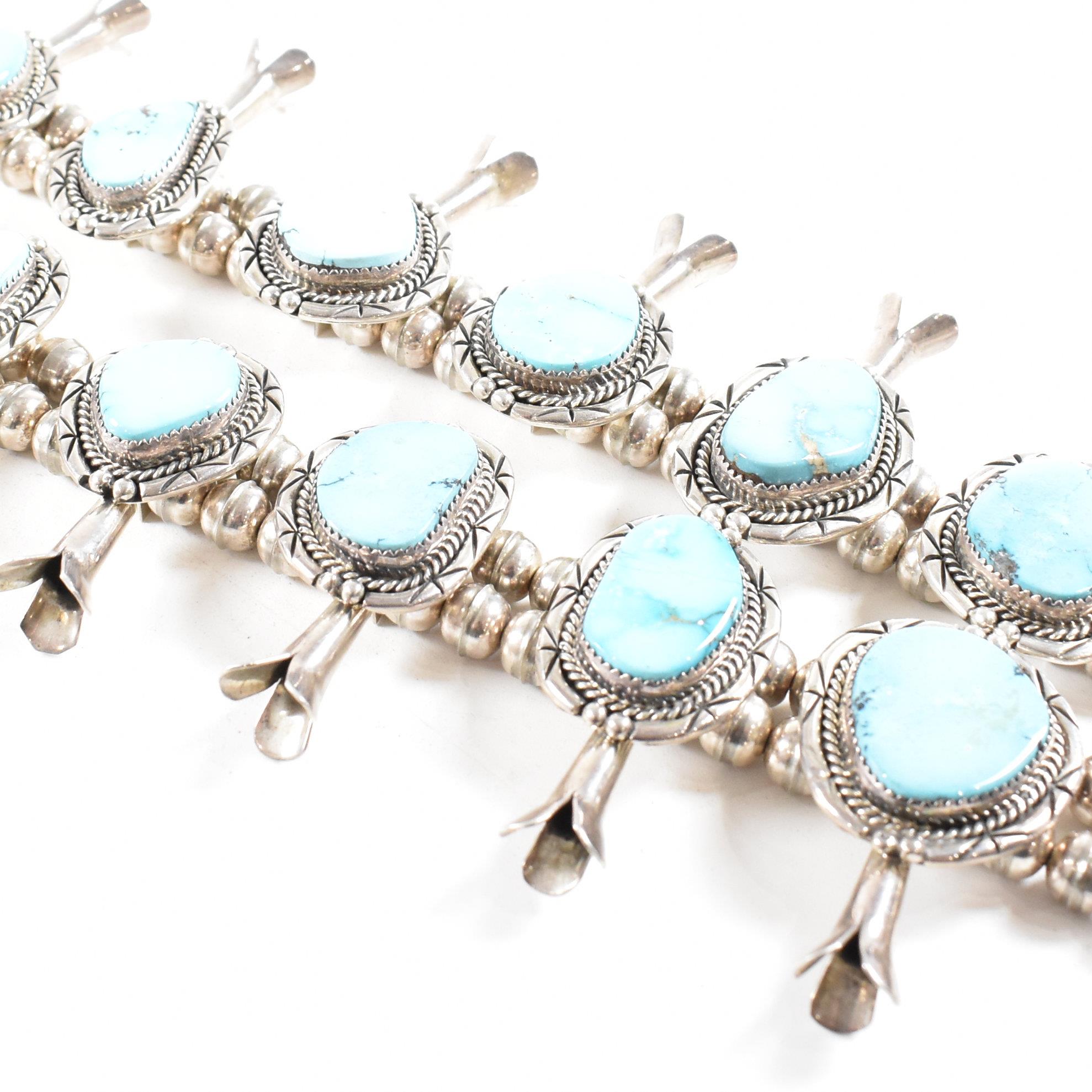 VINTAGE NAVAJO NATIVE FRED GUERRO STERLING SILVER & TURQUOISE DEMI PARURE - Image 9 of 11