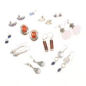 COLLECTION OF ASSORTED SILVER & WHITE METAL EARRINGS