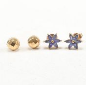 TWO PAIRS OF VINTAGE 9CT GOLD STUD EARRINGS