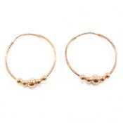 VINTAGE ROSE METAL HOOP EARRINGS