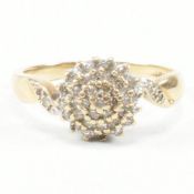 HALLMARKED 9CT GOLD & DIAMOND CLUSTER RING