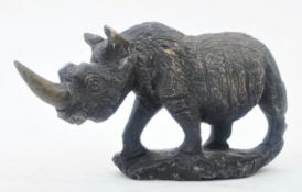 VINTAGE HEAVILY CARVED SOAPSTONE FIGURE OF A RHINO