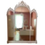 LARGE 19TH CENTURY ROCOCO STYLE TRIPTYCH WALL MIRROR
