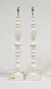 PAIR OF TALL CONTEMPORARY DESIGNER WHITE DESK LAMPS