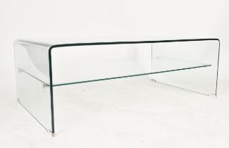 20TH CENTURY BRITISH DESIGN CURVED GLASS COFFEE TABLE