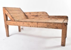 19TH CENTURY PINE GARDEN CHAISE LOUNGE / LOUNGER