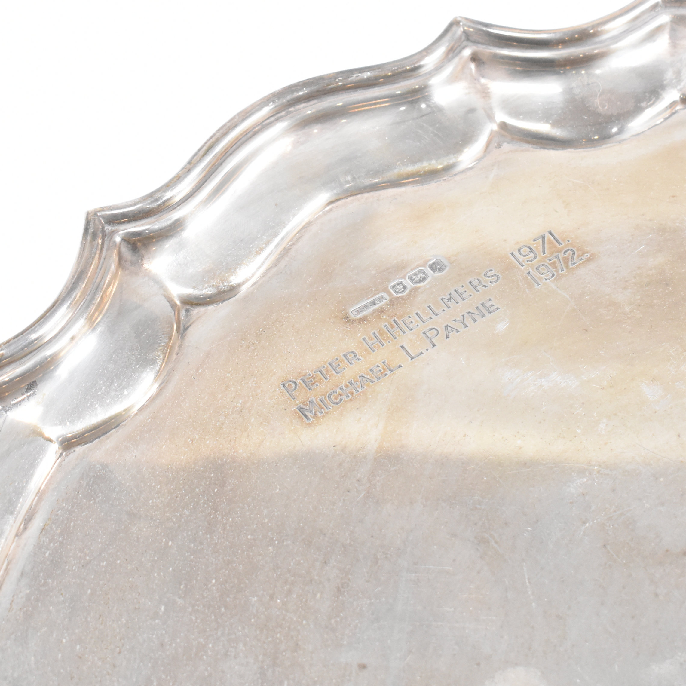 MID CENTURY HALLMARKED SILVER SALVER - Image 3 of 7