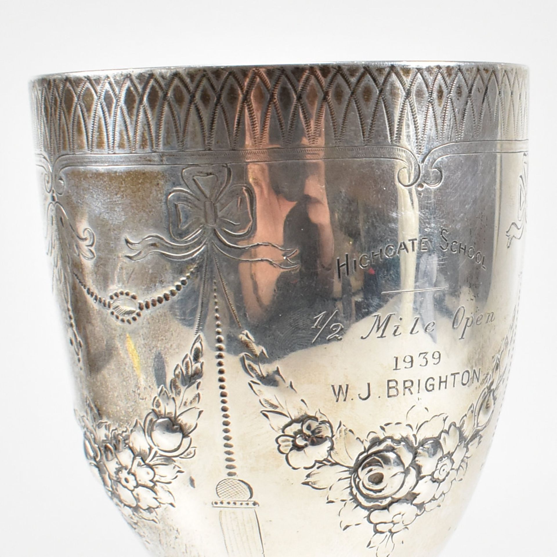 VICTORIAN HALLMARKED SILVER GOBLET TROPHY - Image 8 of 10