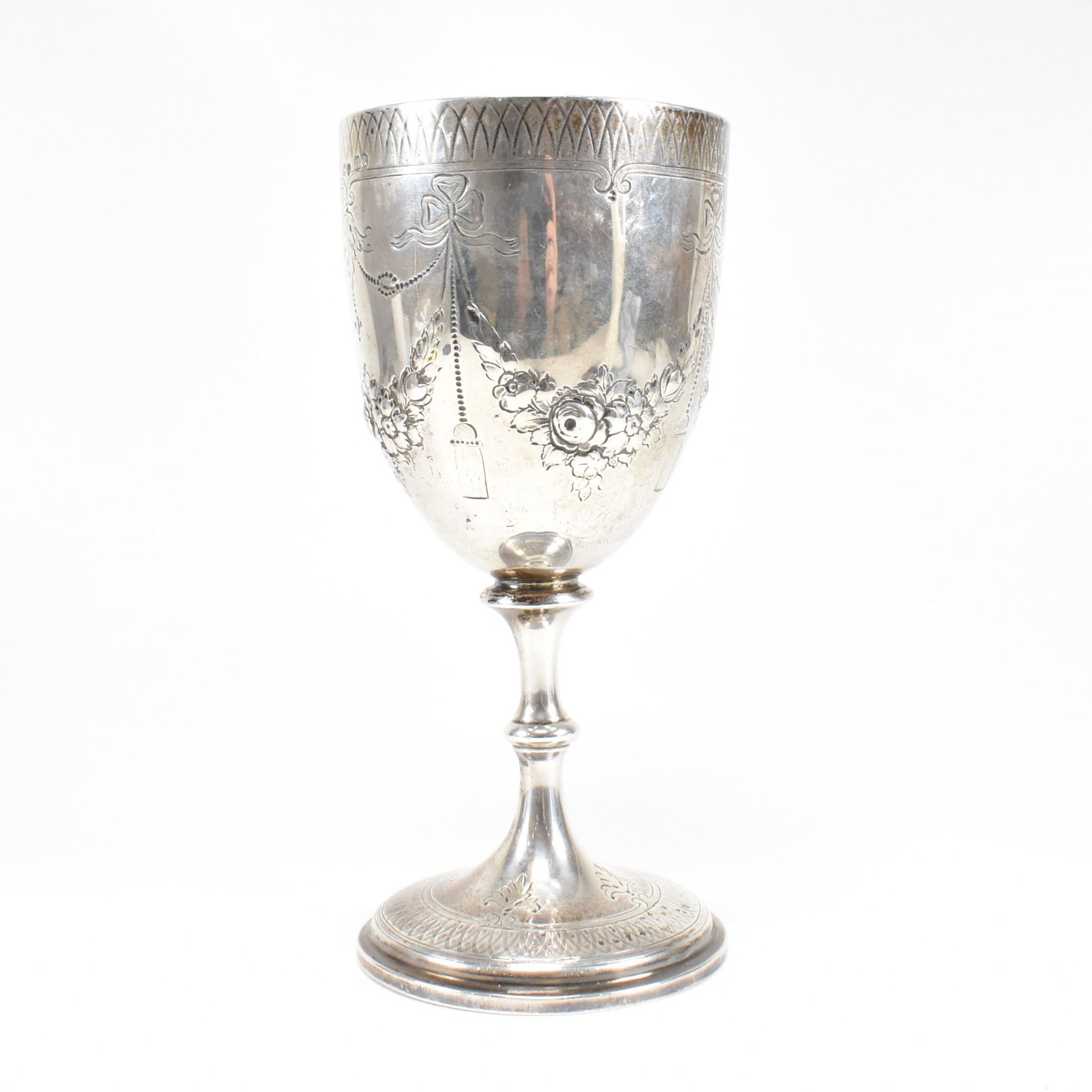 VICTORIAN HALLMARKED SILVER GOBLET TROPHY - Image 3 of 10