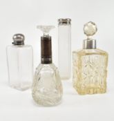 COLLECTION OF SILVER HALLMARKED CUT GLASS PERFUME BOTTLES