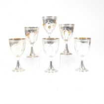 SIX 1970S HALLMARKED GEORGIAN STYLE SILVER GOBLETS