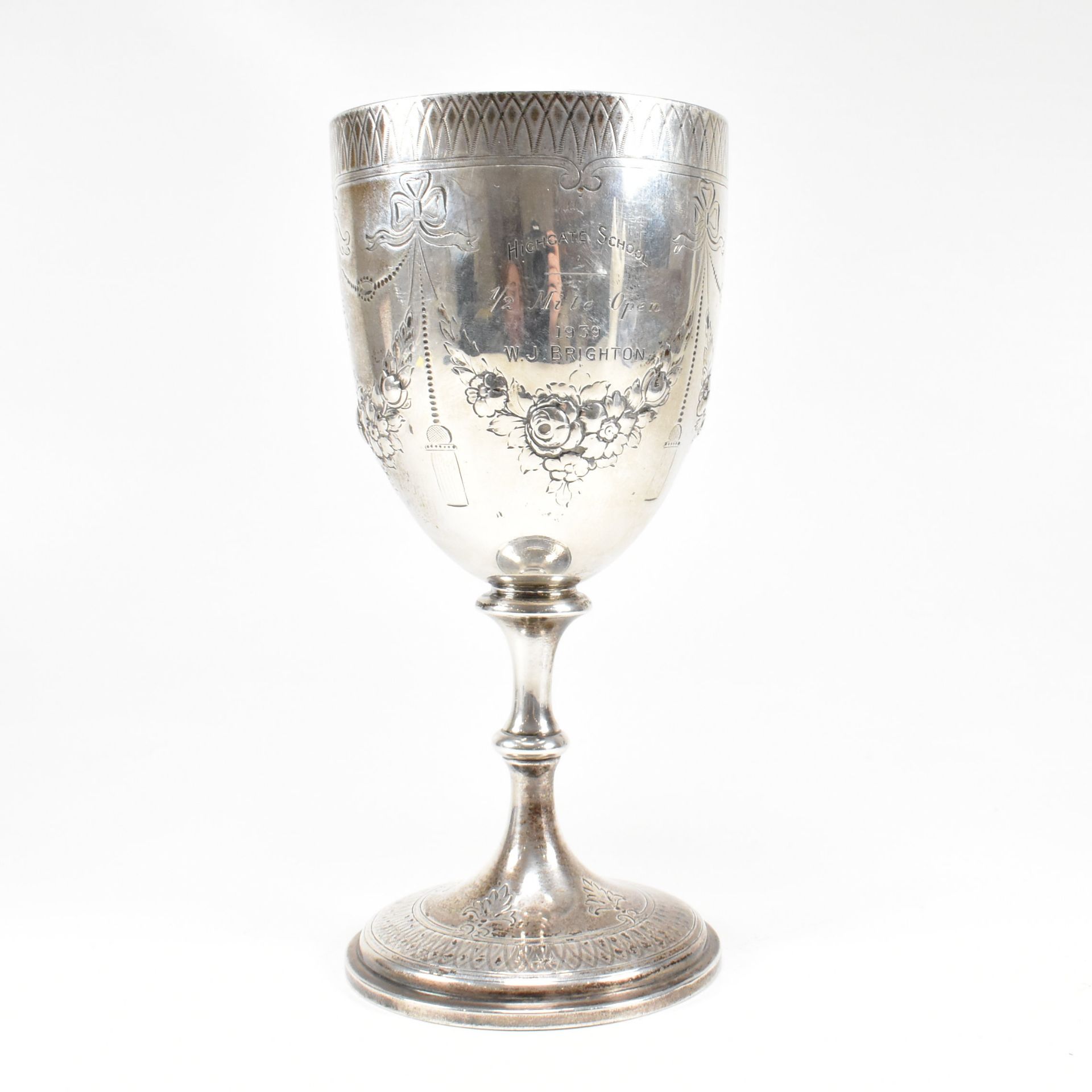 VICTORIAN HALLMARKED SILVER GOBLET TROPHY - Image 5 of 10
