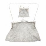 GEORGE V HALLMARKED SILVER MESH BAG & WHITE METAL PURSE