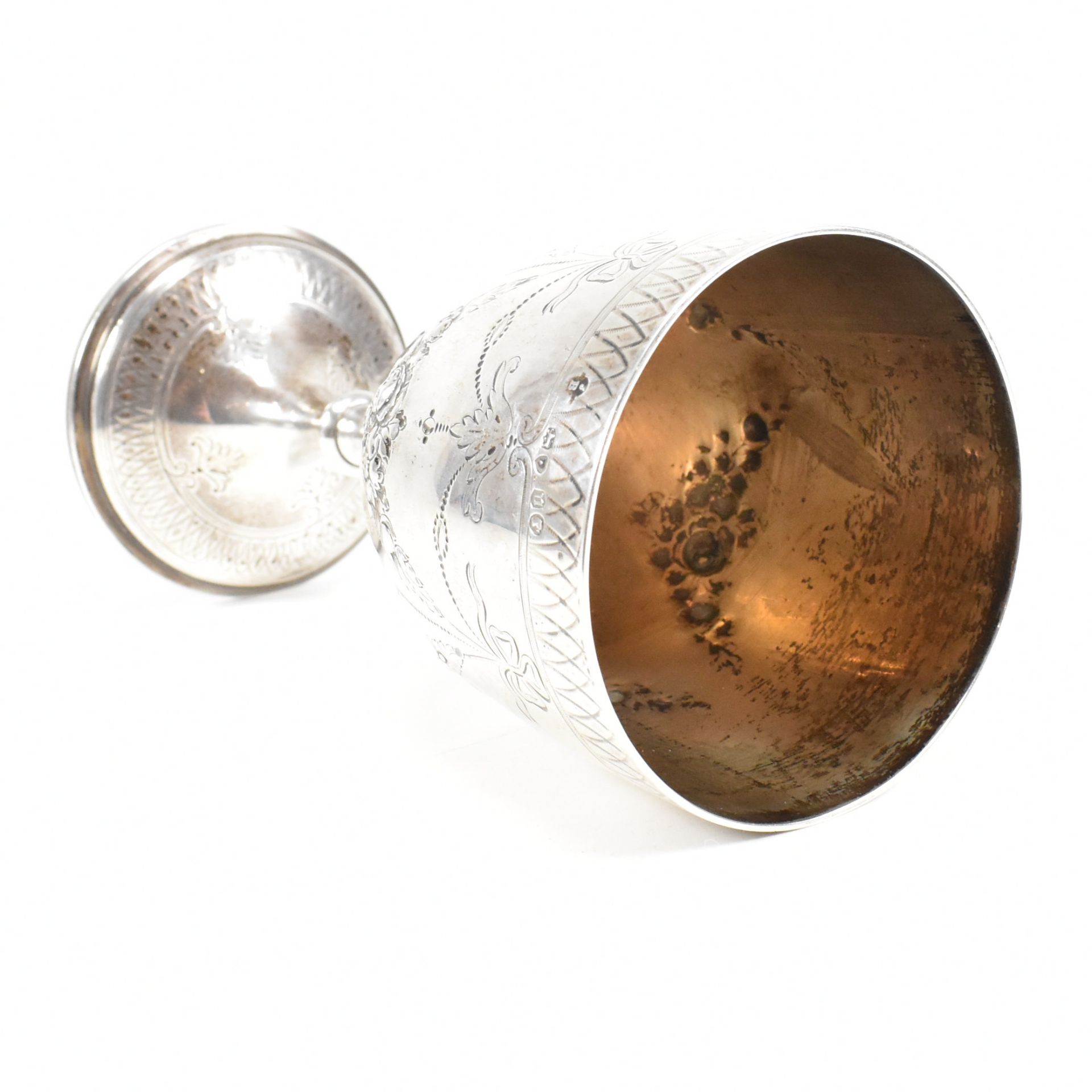 VICTORIAN HALLMARKED SILVER GOBLET TROPHY - Image 7 of 10